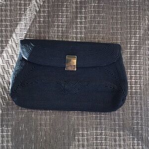 Corde Vintage Black Woven Clutch Bag